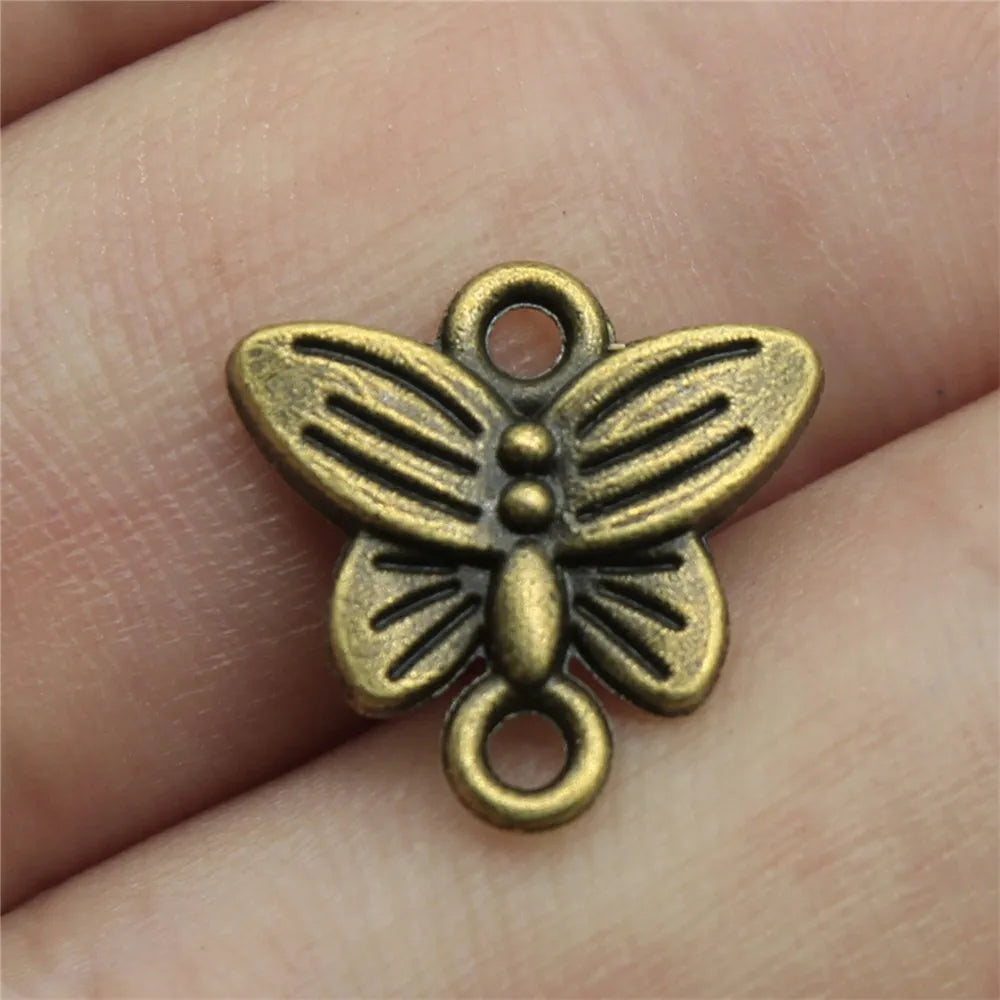 14x14mm 0.9g Multicolor Zinc Alloy Butterfly Connector Charm for DIY Bracelet Necklace Making