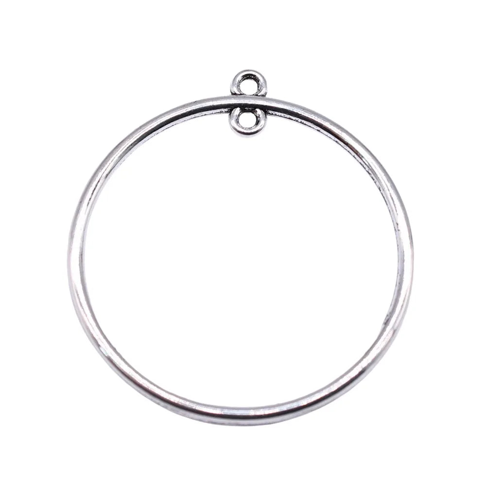 43x40mm 3g Antique Silver Zinc Alloy Geometric Round Ring Earring Connector Charms for DIY Earrings Making