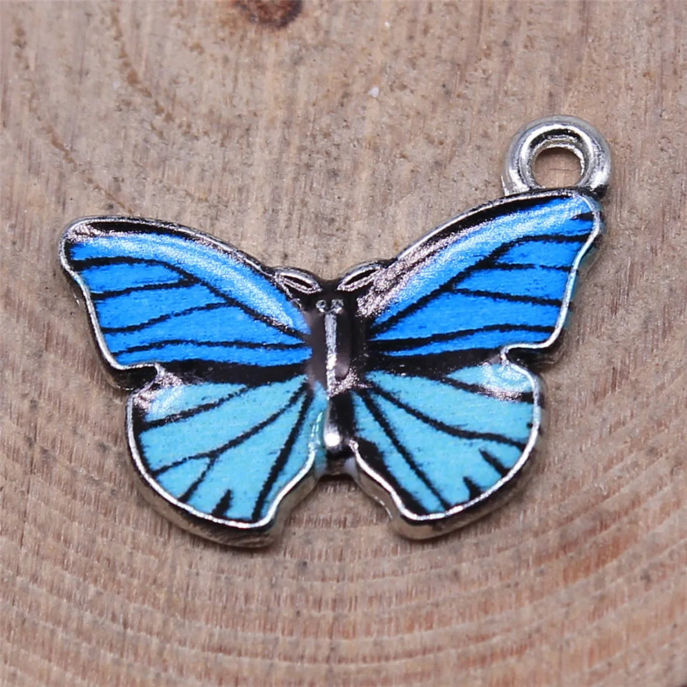 19x15mm 1.35g Multicolor Zinc Alloy Butterfly Charm Pendant for DIY Earring Bracelet Jewelry Making