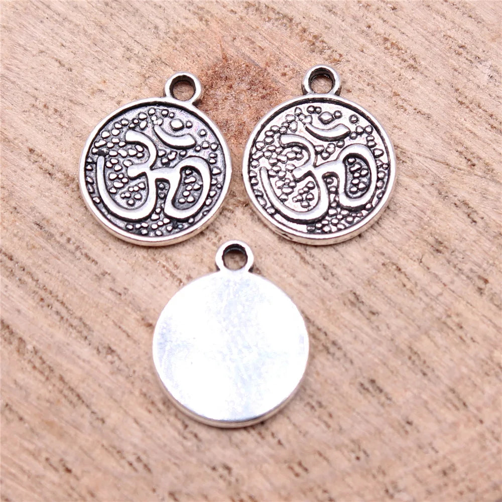 13x11mm 0.6g Antique Silver Tone Zinc Alloy OM Charm Pendant for DIY Handmade Jewelry Making
