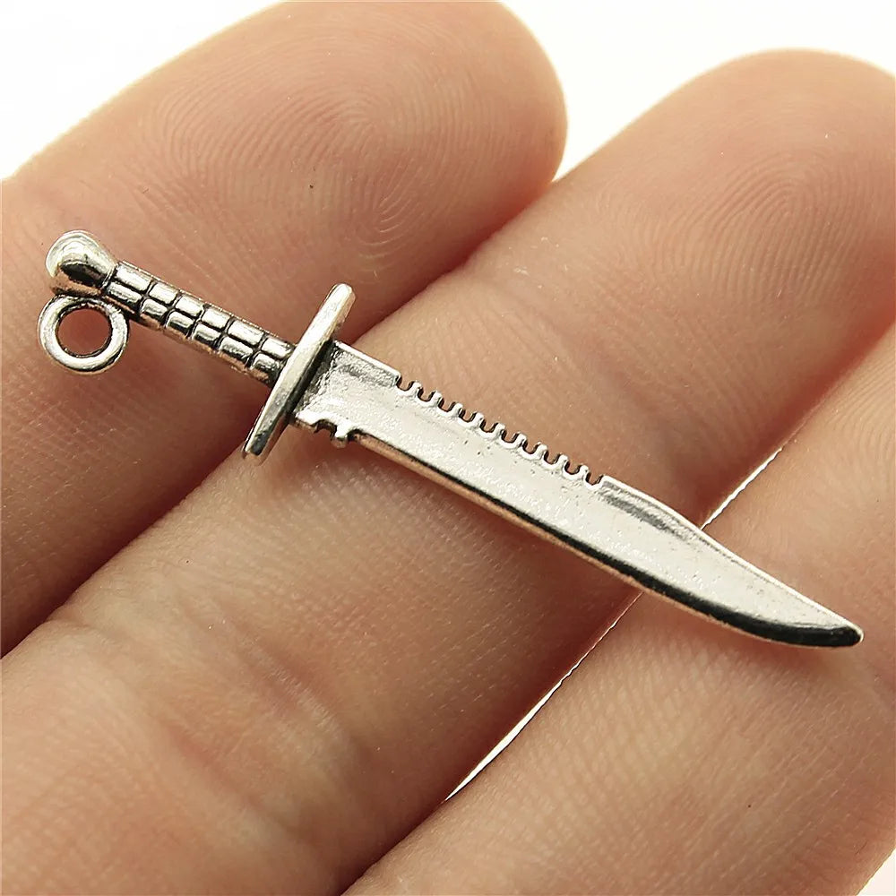 43x10mm 1.6g Multicolor Zinc Alloy Samurai Sword Dagger Charm Pendant for Bracelet Necklace Making