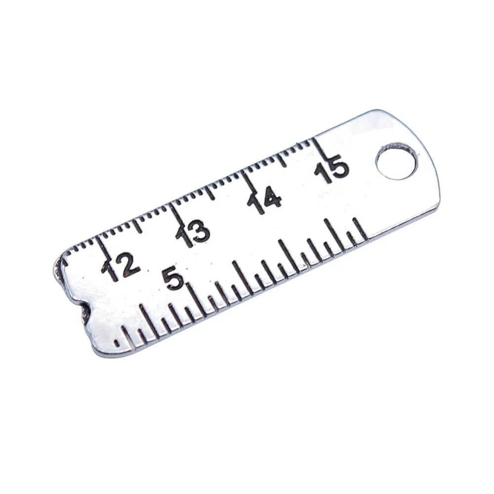 10x29mm 1.6g Antique Silver Zinc Alloy Ruler Charm Pendant for DIY Craft Theme Jewelry Making