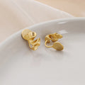 Elegant Matte Gold Alloy Wavy Pleated Ruffle Flower Stud & Clip On No Piercing Statement Earrings