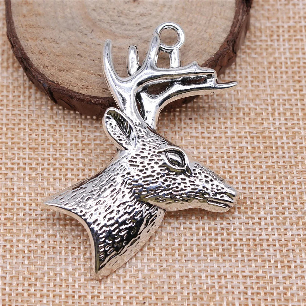 60x43mm 9.6g Multicolor Zinc Alloy Deer Head Charm Pendant for DIY Necklace Bracelet Jewelry Making