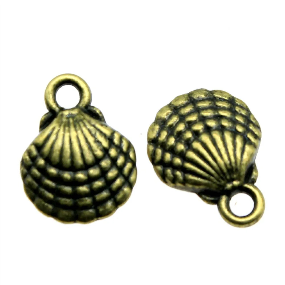 13x10mm 1g Multicolor Zinc Alloy Shell Charm Pendant for Ocean Theme Necklace Bracelet Making