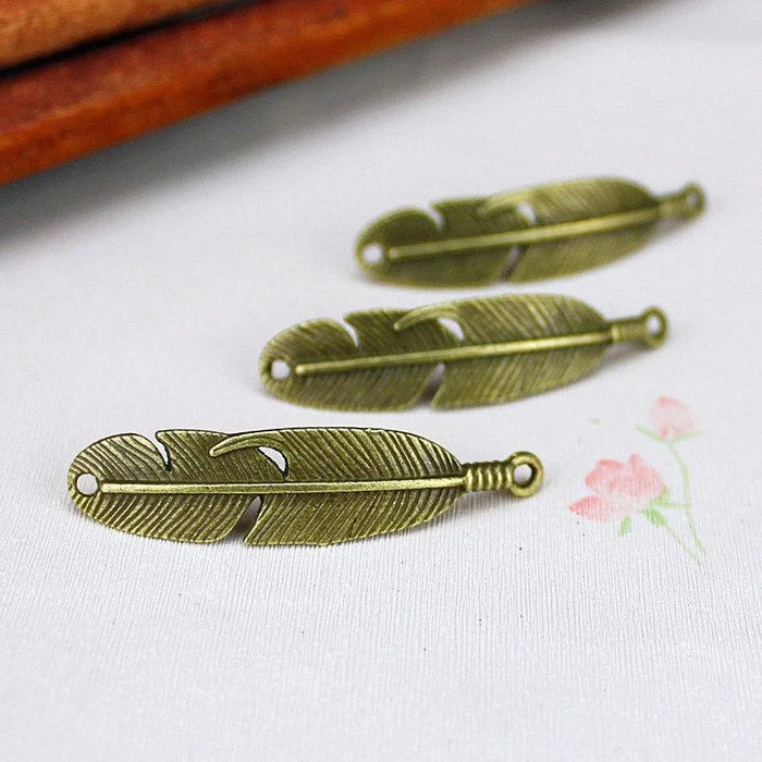 Zinc Alloy Wing Feather Charm Pendant for DIY Necklace Bracelet Jewelry Making