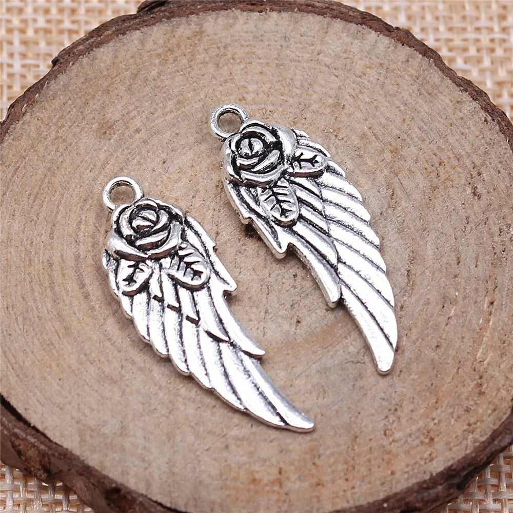 30x12mm 2.3g Multicolor Zinc Alloy Flower Wing Charm Pendant for DIY Necklace Bracelet Making