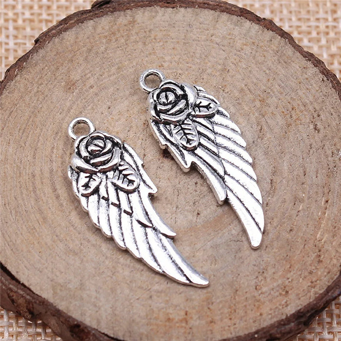 30x12mm 2.3g Multicolor Zinc Alloy Flower Wing Charm Pendant for DIY Necklace Bracelet Making