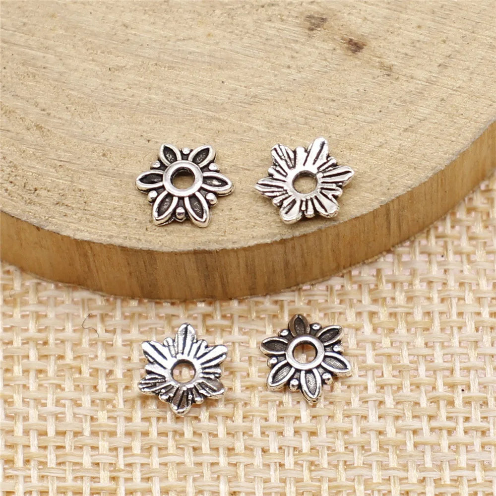 7x7mm 0.2g Multi Color Zinc Alloy Flower Bead Caps for DIY Handmade Bracelet Necklace Making