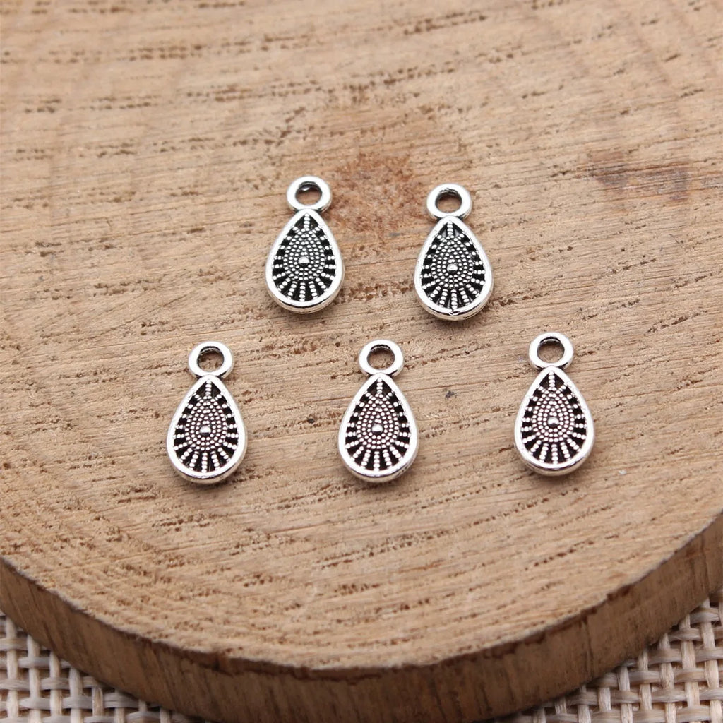 9.8x4.9mm 0.17g Antique Silver Zinc Alloy Teardrop Small Charm Pendant for Bracelet DIY Jewelry Making