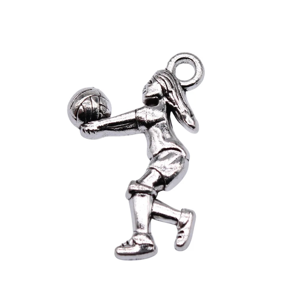 23x14mm 1.12g Multicolor Zinc Alloy Volleyball Charm Pendant for DIY Sports Theme Jewelry Making