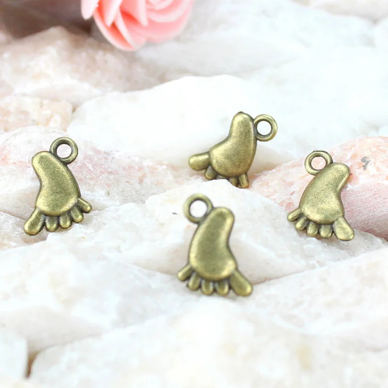 14x10MM Antique Silver Zinc Alloy Little Feet Charm Pendant for DIY Necklace Bracelet Jewelry Making