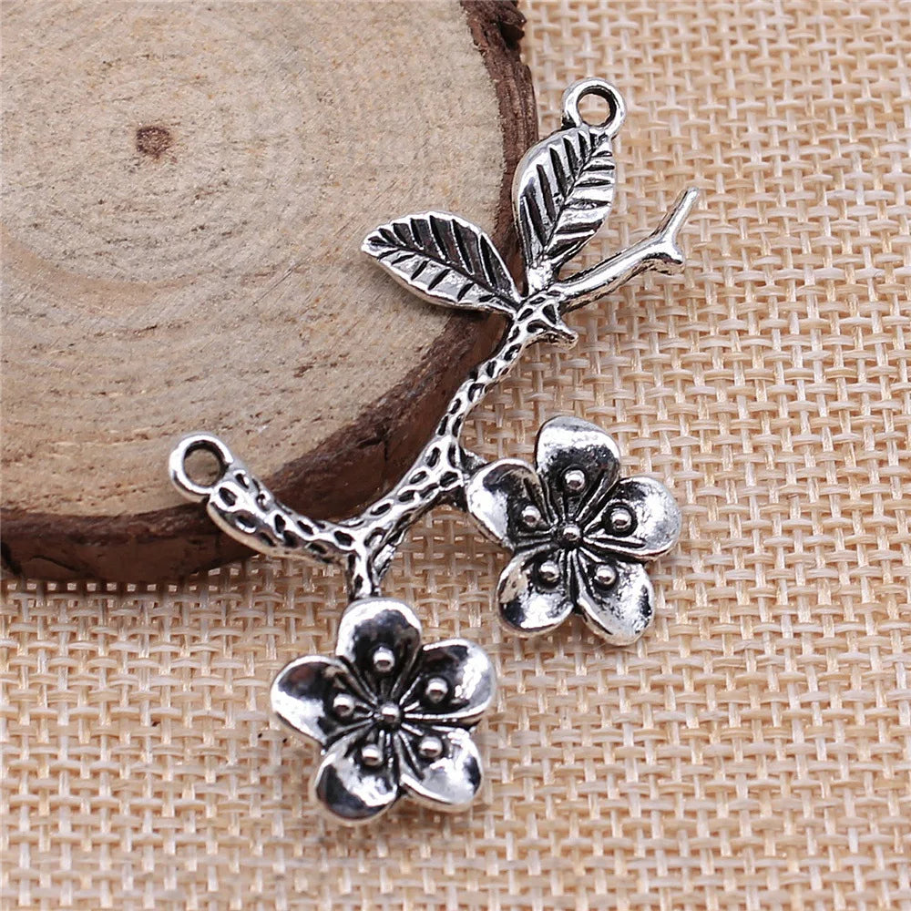 50x31mm 5.7g Multicolor Zinc Alloy Flower Branch Connector Charm for DIY Necklace Bracelet Making