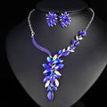 Luxury Bridal Crystal Rhinestone Flower Necklace Earrings Jewelry Set For Wedding Party Banquet Gift