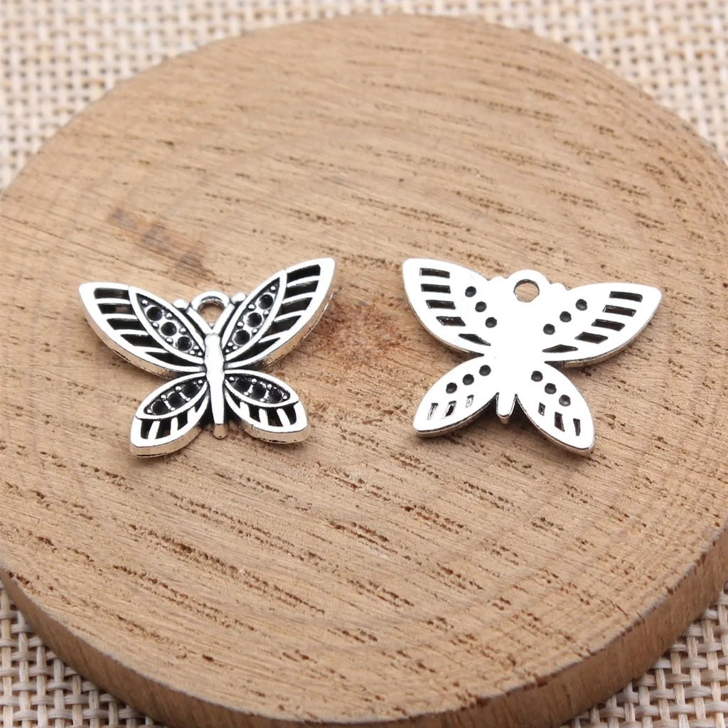 20x15mm 1.5g Antique Silver Finish Zinc Alloy Butterfly Charm Pendant for Bracelet Necklace DIY