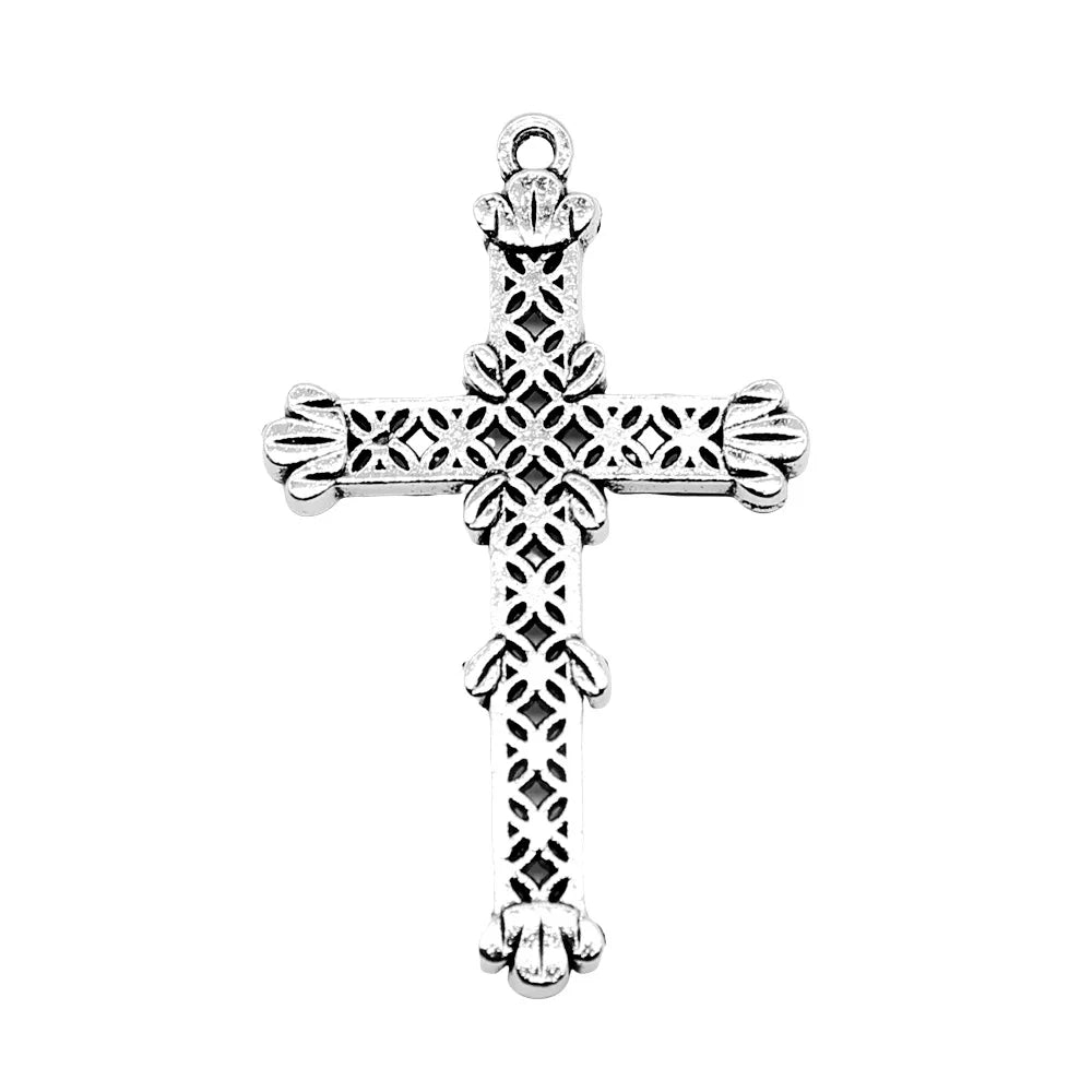 40x25mm 1.9g Antique Silver Zinc Alloy Cross Charm Pendant for DIY Jewelry Making and Accessories