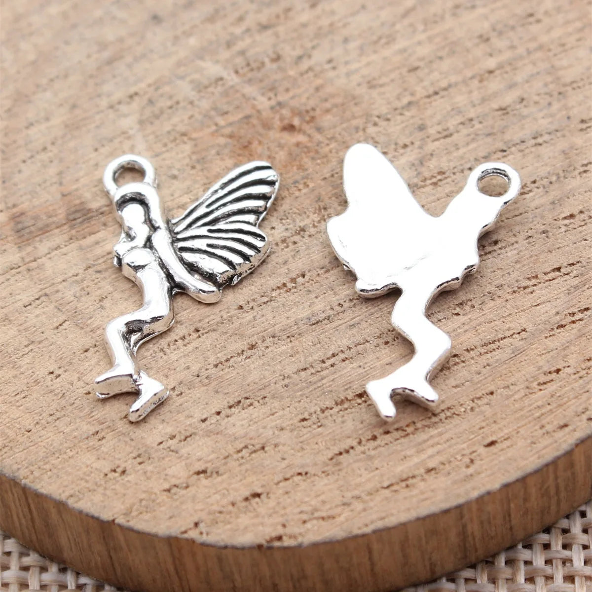 22x12mm 0.94g Antique Silver Zinc Alloy Butterfly Angel Charm Pendant for Necklace Earring DIY