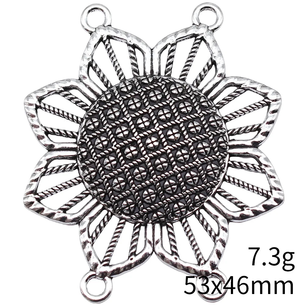 53x46mm 7.3g Antique Silver Zinc Alloy Four Hole Body Chain Connector Charm for Body Waist Chain