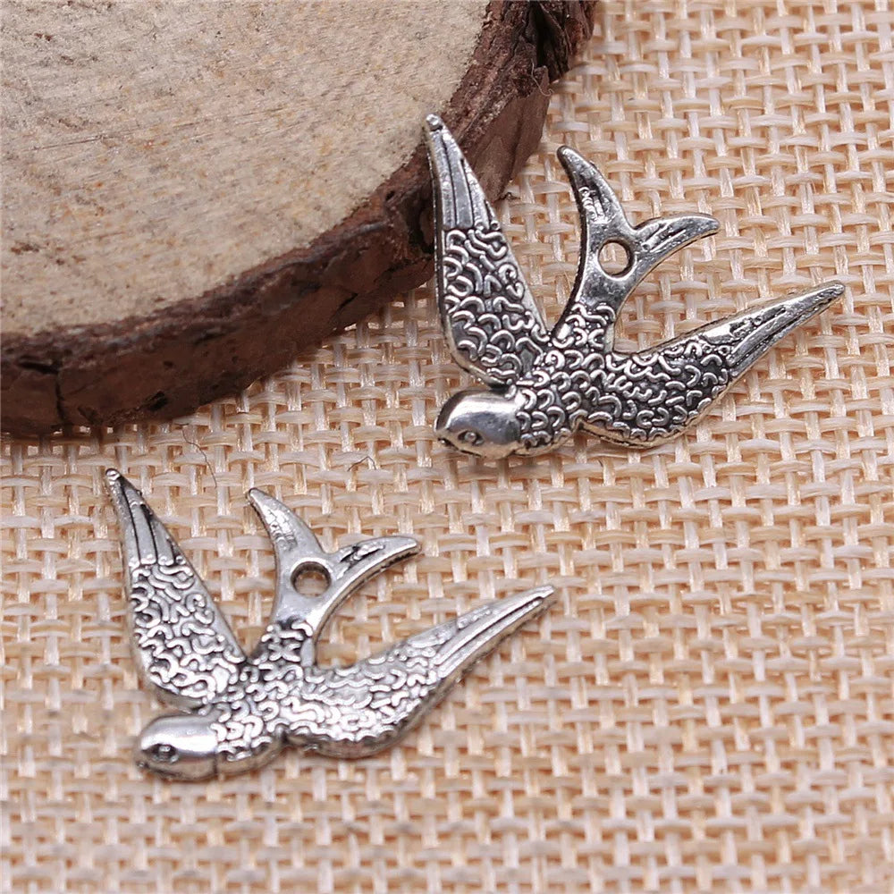 25x17mm 1.3g Multicolor Zinc Alloy Swallow Bird Charm Pendant for DIY Necklace Bracelet Jewelry Making