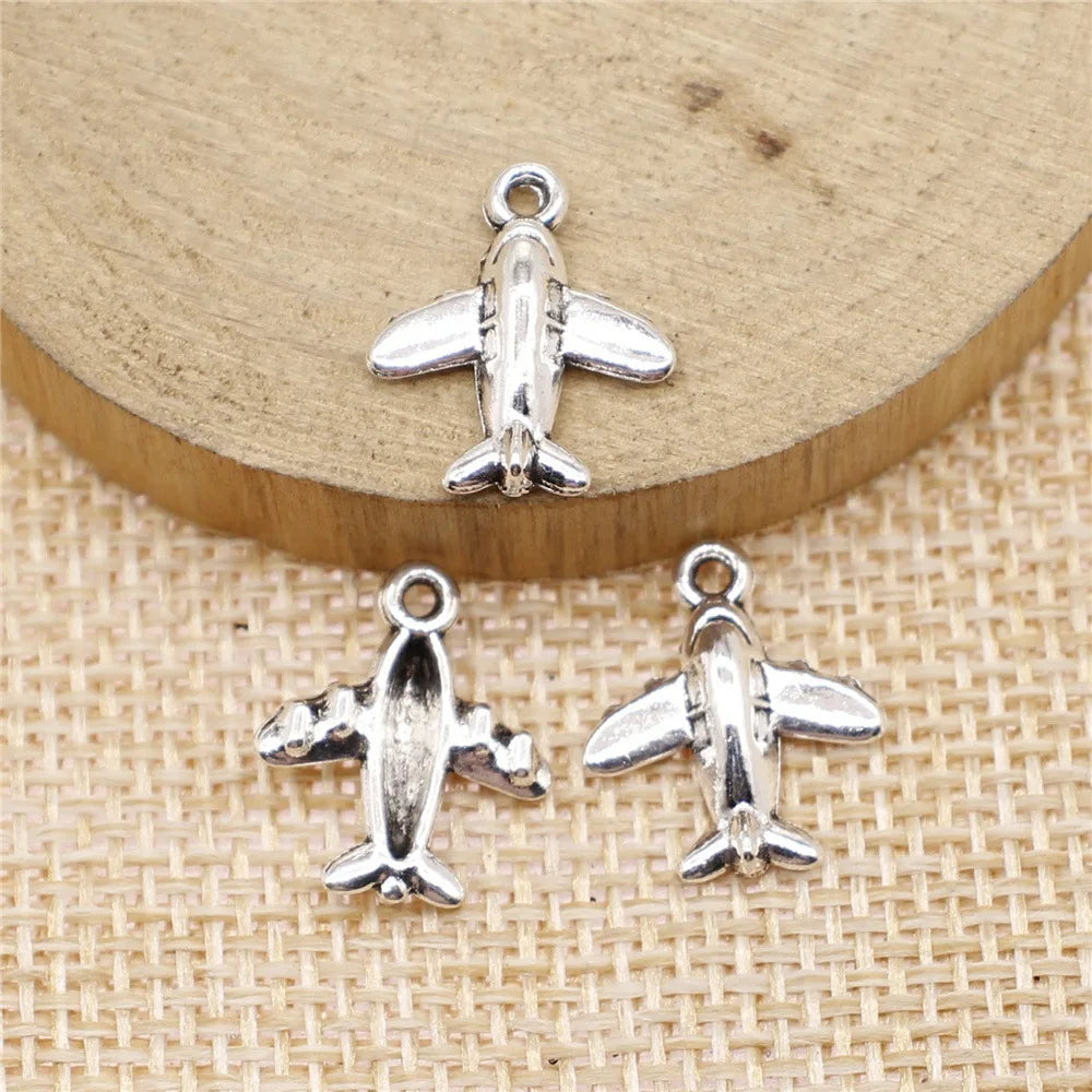 15x13mm 0.7g Multicolor Zinc Alloy Passenger Airplane Charm Pendant for DIY Travel Jewelry Making
