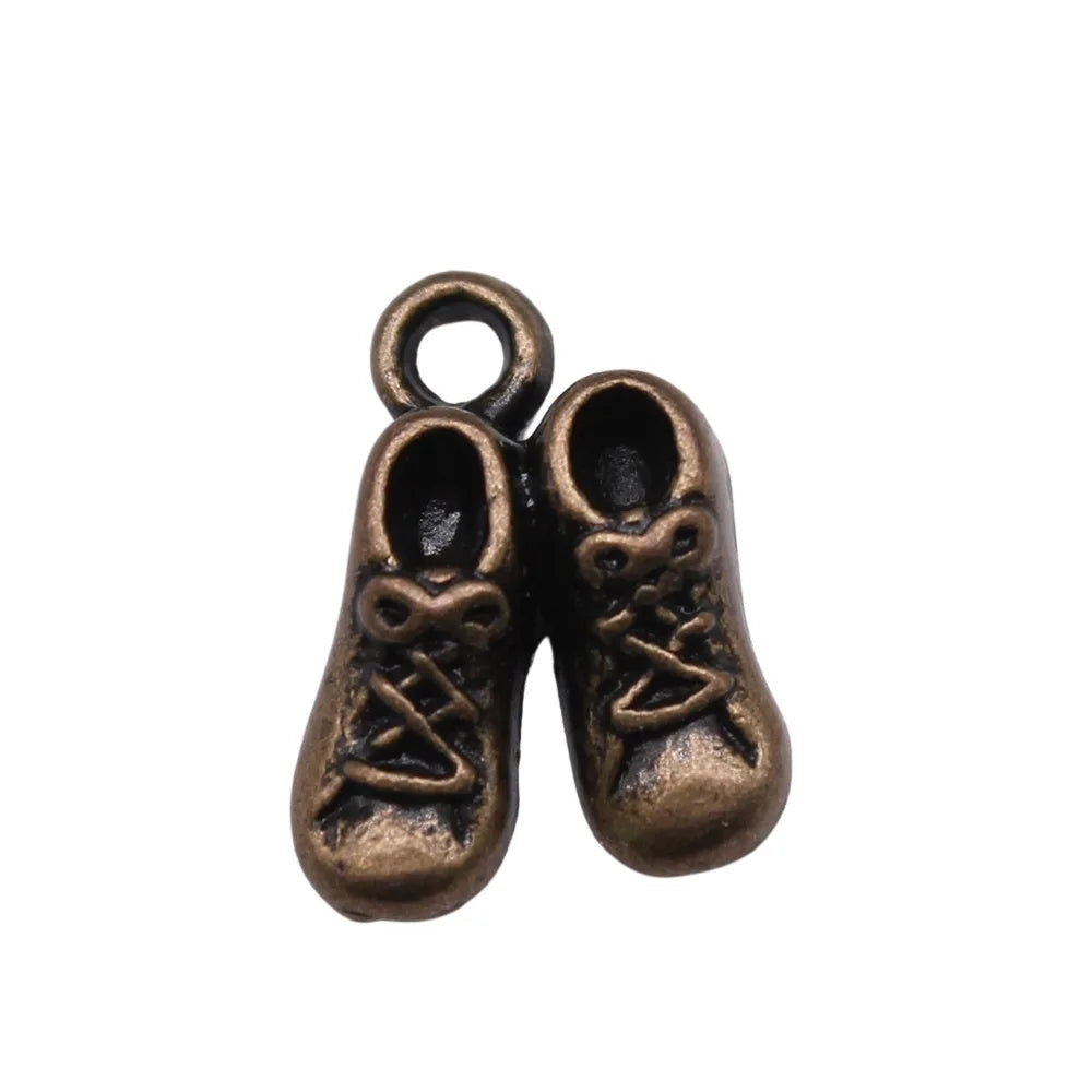 14x10mm 1.5g Multicolor Zinc Alloy Pair of Small Shoes Charm Pendant for DIY Baby Theme Jewelry