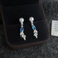 Copper Zircon Pearl Goldfish Drop Earrings Minimalist Elegant Jewelry