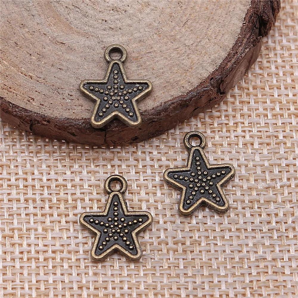 15x11mm 0.9g Antique Bronze Zinc Alloy Star Charm Pendant for DIY Necklace Bracelet Making