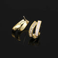 Elegant Curved Double Arc Mother Of Pearl Zircon Alloy Stud & Clip On No Piercing Earrings