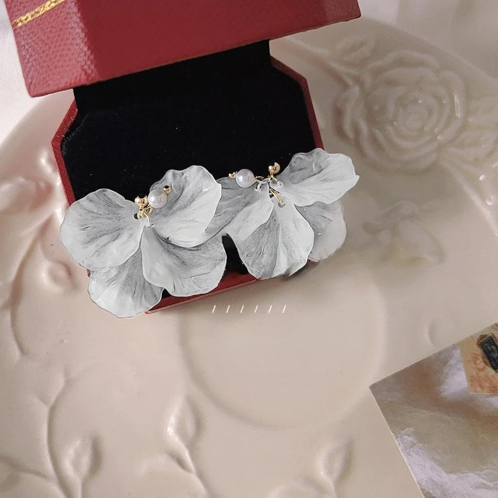 Handmade Acrylic Floral Petal Stud Earrings Silver Plated Pin Korean Japanese Pastoral Jewelry