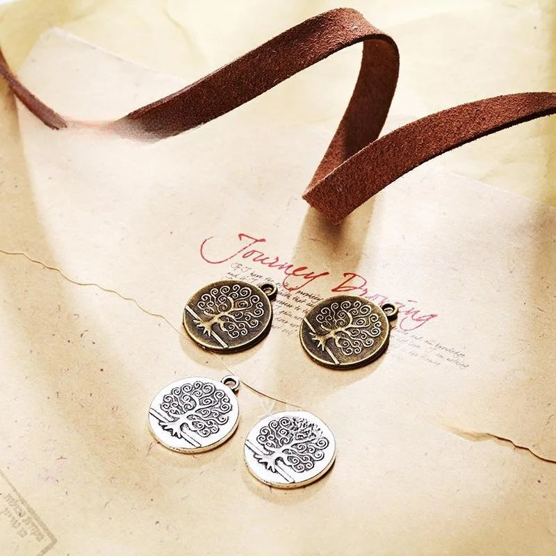 17MM Antique Silver Zinc Alloy Tree Of Life Charm Pendant for DIY Necklace Bracelet Jewelry Making