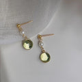Fresh Forest Style Glass Glaze Teardrop Drop Earrings Handmade Minimalist Geometric Jewelry