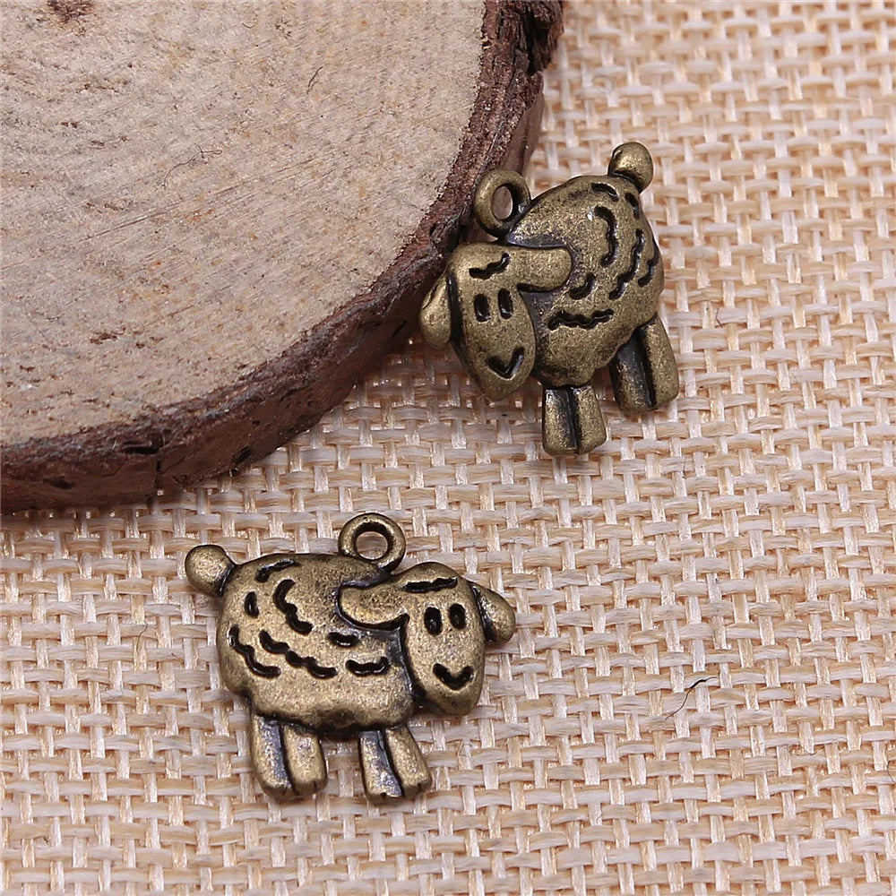 18x16mm 2.4g Multicolor Zinc Alloy Little Sheep Charm Pendant for Animal Theme DIY Jewelry Making