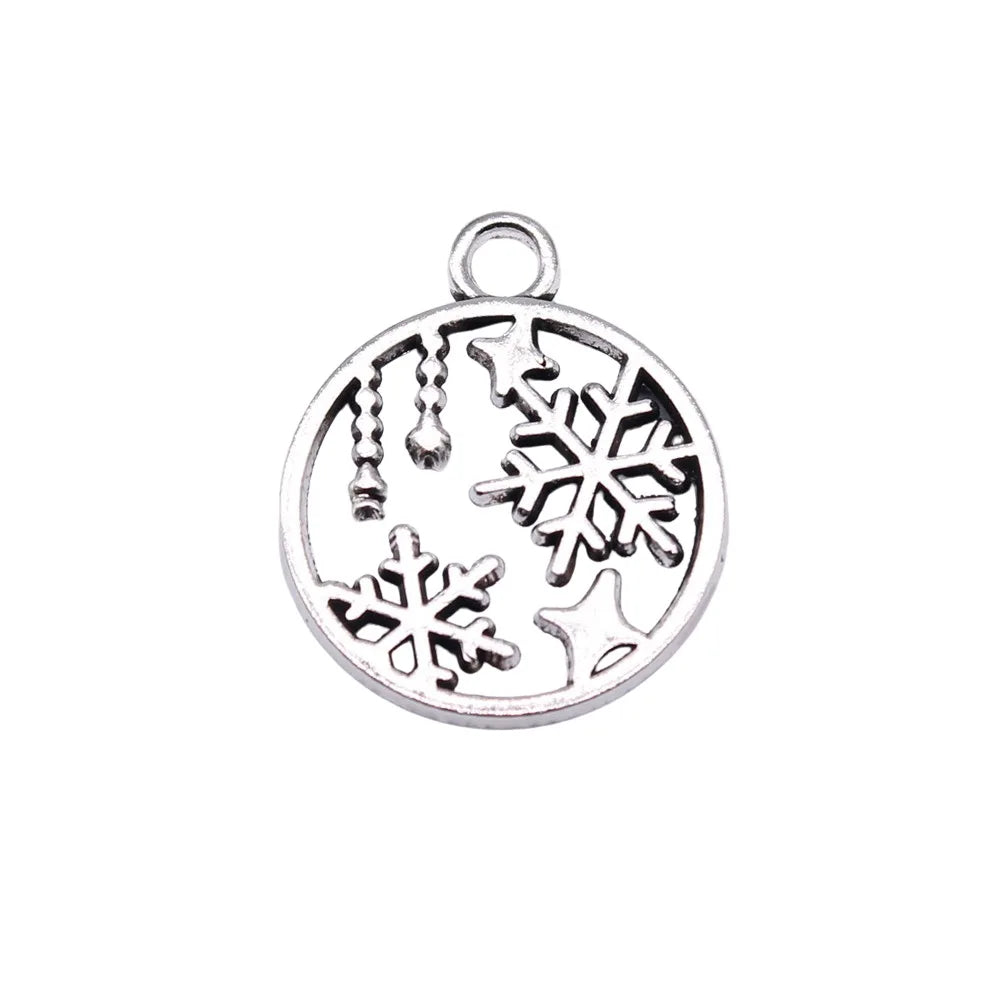 19x16mm 1g Antique Silver Zinc Alloy Snowflake Charm Pendant for DIY Christmas Jewelry Making