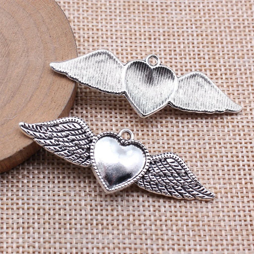 54x18mm 4.2g Antique Silver Zinc Alloy Gothic Heart Charm Pendant for DIY Necklace Making