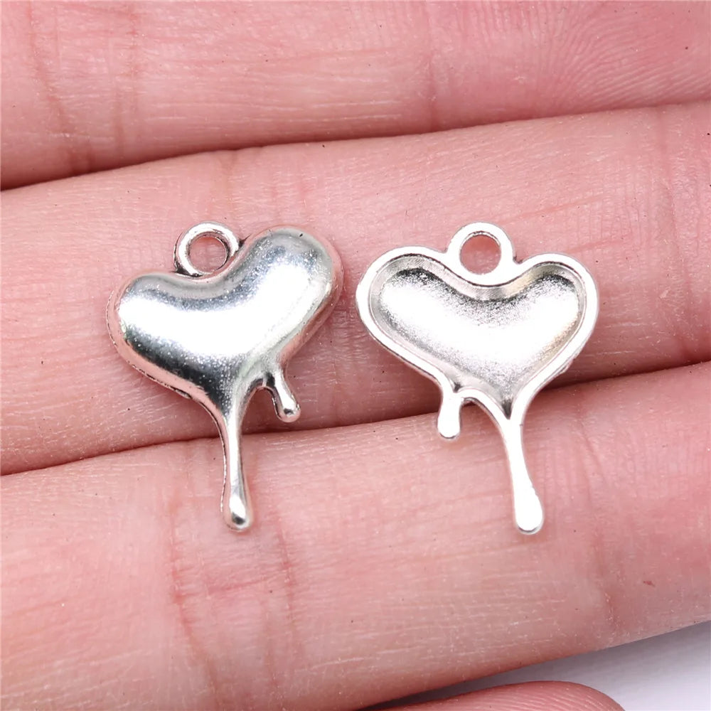20x15mm 1.1g Antique Silver Zinc Alloy Melting Heart Charm Pendant for DIY Necklace Bracelet Making