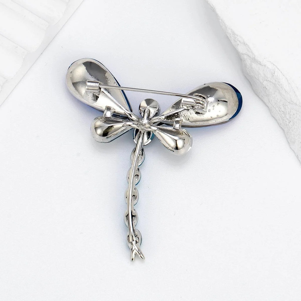 Elegant Colorful Glass Dragonfly Brooch With Rhinestone Wings, Luxury Insect Lapel Pin Suit Accessory Gift