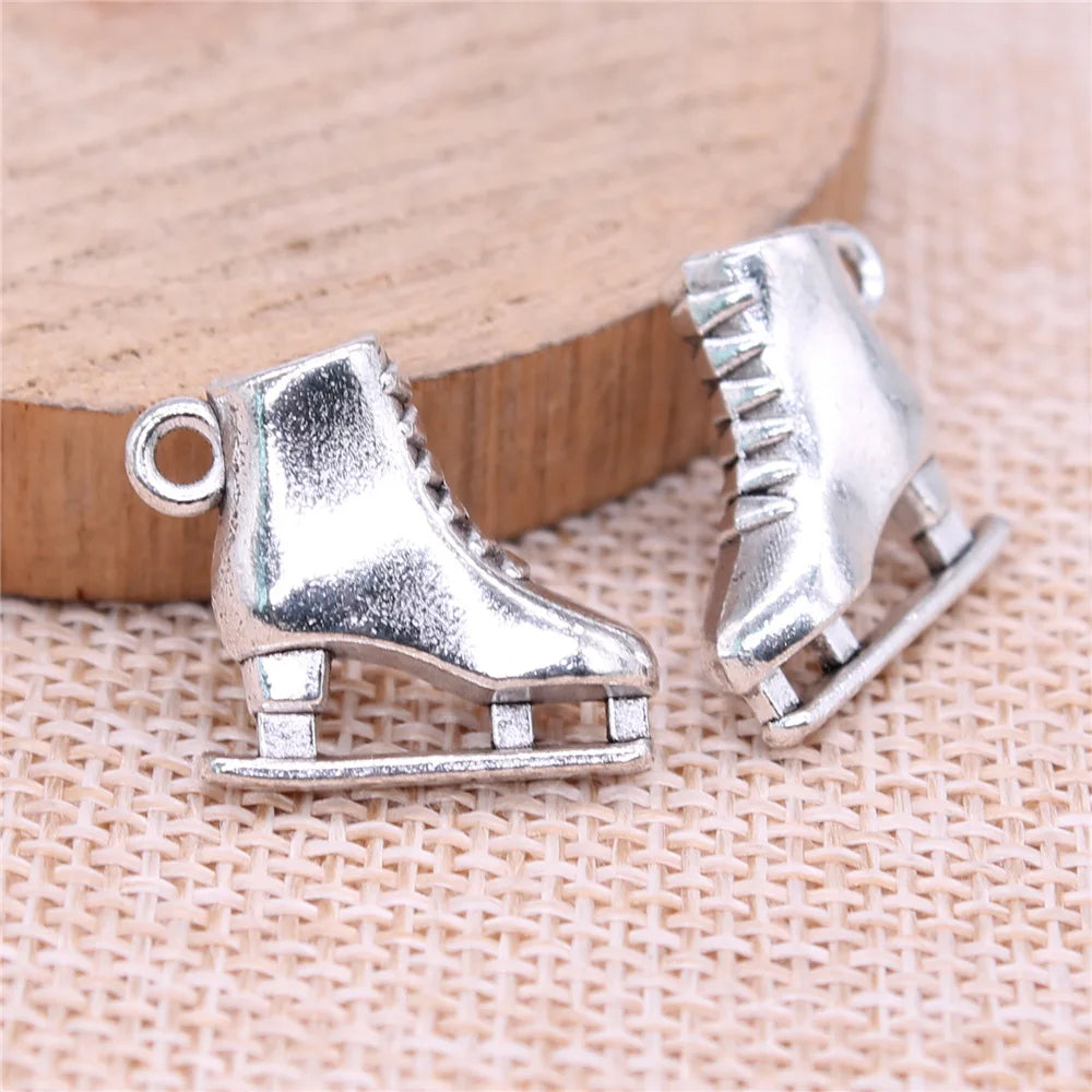 21x18x6mm 4.3g Multicolor Zinc Alloy 3D Ice Skate Charm Pendant for DIY Sports Theme Jewelry Making