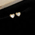 14K Gold Plated Copper Heart Shell Stud Earrings Simple Sweet Versatile Daily Jewelry