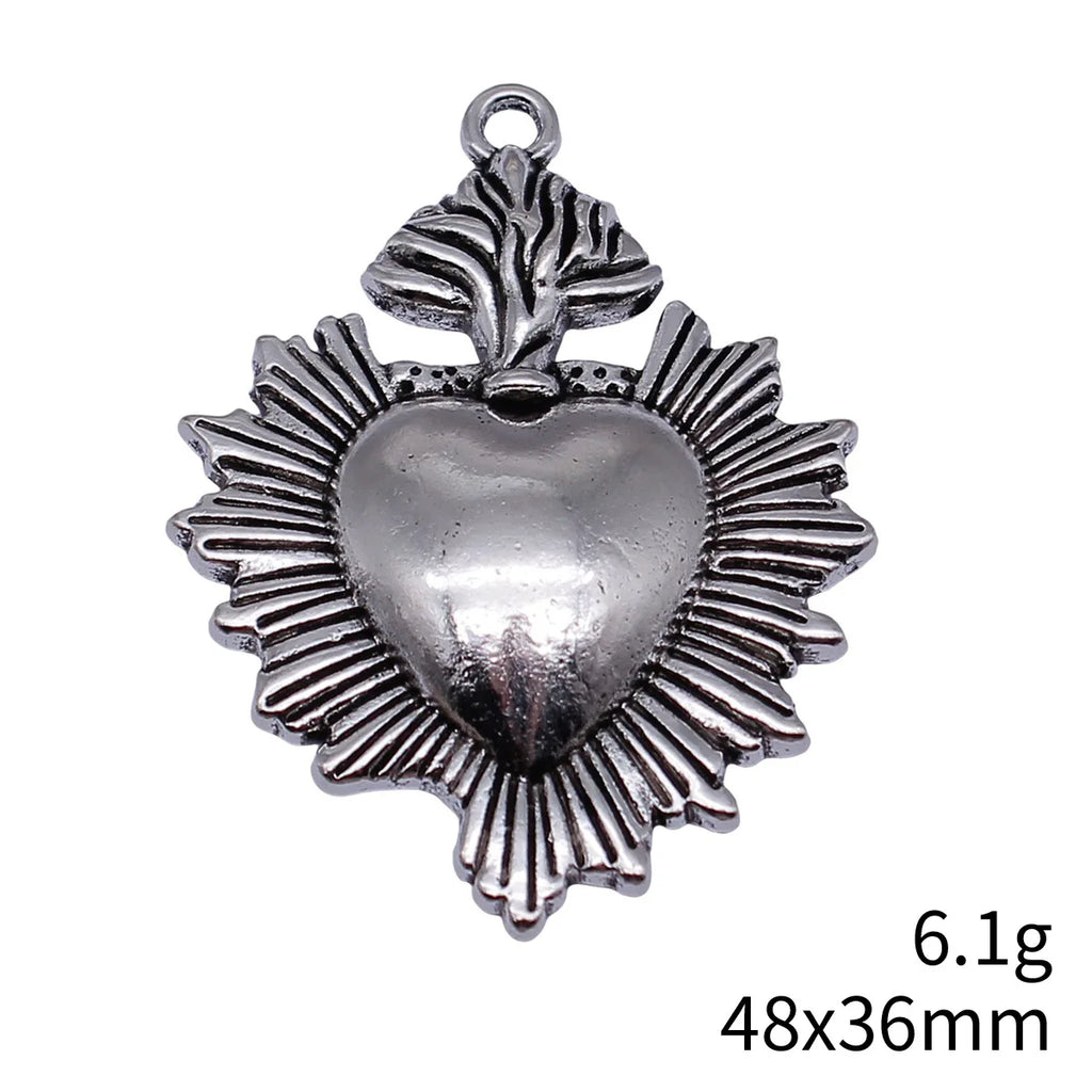 48x36mm 6.1g Antique Silver Zinc Alloy Gothic Heart Charm Pendant for DIY Necklace Jewelry Making