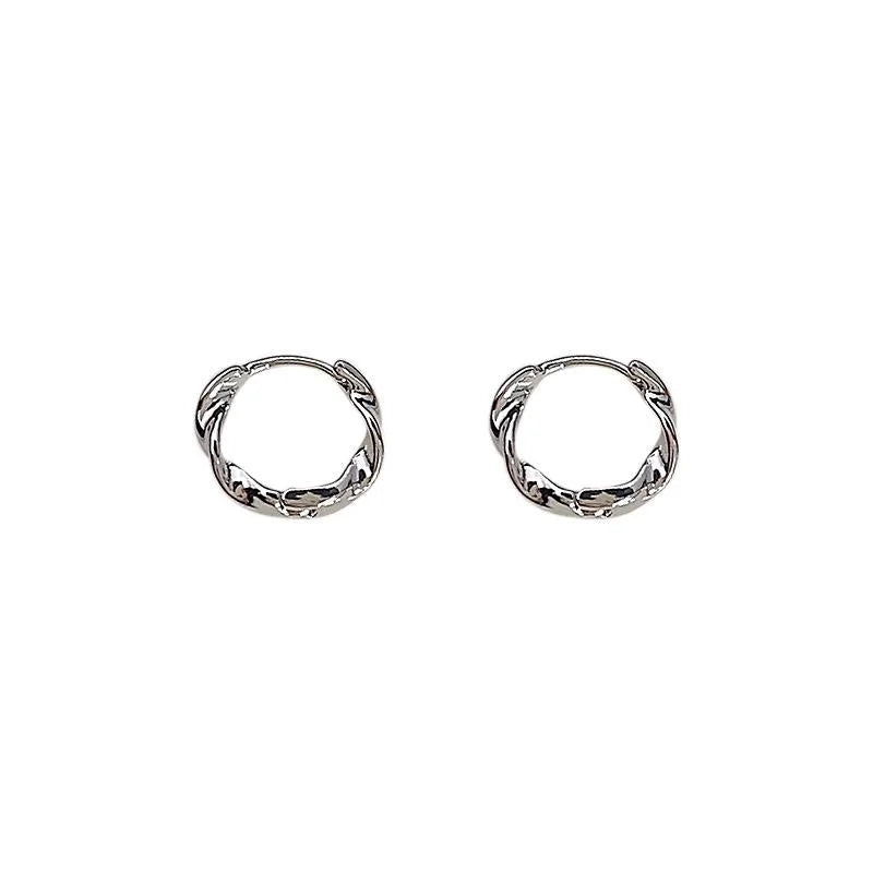 14K Gold Plated Copper Round Geometric Twist Drop Earrings Minimalist Cool Style Jewelry