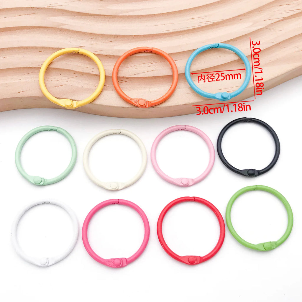 Color Painted Zinc Alloy Round 30mm Key Ring Connector for DIY Keychain Charm Making