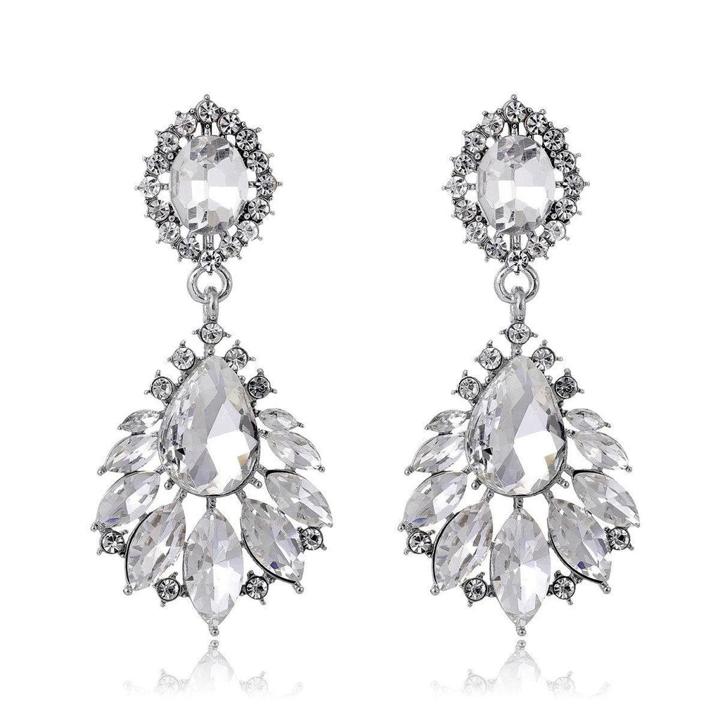 Luxury Teardrop Crystal Rhinestone Earrings For Women Elegant Bridal Wedding Party Banquet Jewelry