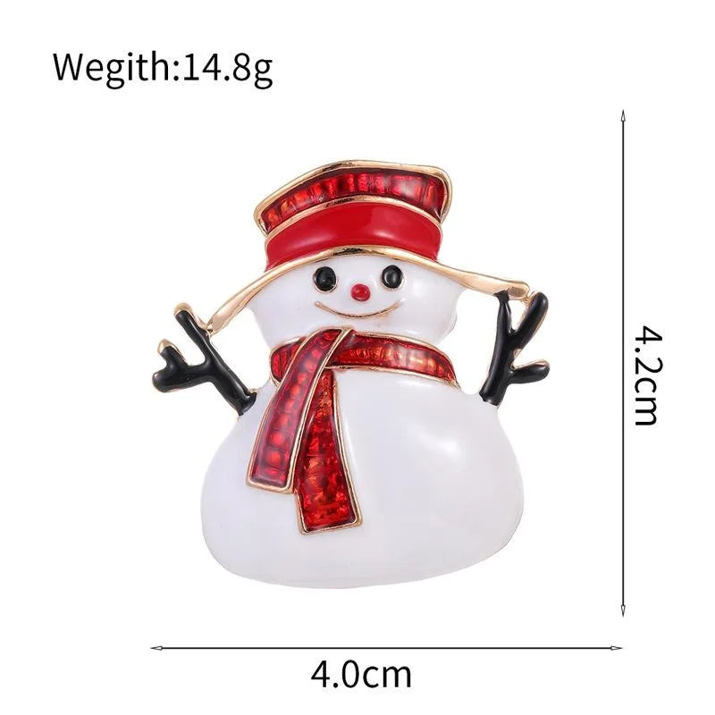 Cute Enamel Snowman Brooch With Red Rhinestone Scarf, Christmas Lapel Pin Suit Accessory Gift