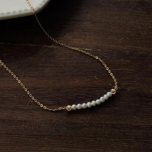 14K Gold Plated Freshwater Pearl Geometric Round Pendant Necklace For Women Korean Minimalist Style