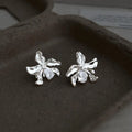 14K Gold Plated Copper Zircon Flower Stud Earrings Irregular Light Luxury Sweet Cool Jewelry