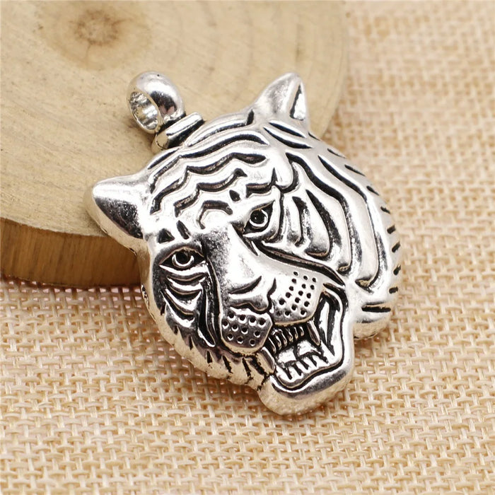 45x34mm 11g Multicolor Zinc Alloy Tiger Head Charm Pendant for DIY Animal Theme Jewelry Making
