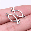 21x8mm 0.55g Antique Silver Zinc Alloy Fish Connector Charm Pendant for Bracelet Jewelry Making