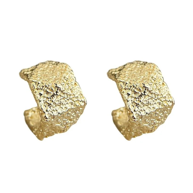 Silver Plated Alloy Geometric Hoop Drop Earrings For Women Light Luxury Vintage Style