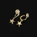 Elegant Luxury Gold Alloy Spiral Disk Five Point Star Charm Stud & Clip On No Piercing Drop Earrings