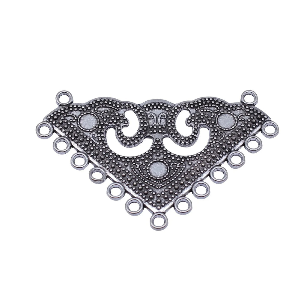 63x40mm 7g Antique Silver Zinc Alloy Triangle Multi Hole Connector Charm for Necklace Making